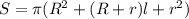 S=\pi(R^2+(R+r)l+r^2)