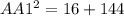 AA1^{2}= 16+144