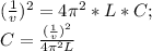 (\frac{1}{v})^2=4\pi^2*L*C;\\ C=\frac{(\frac{1}{v})^2}{4\pi^2L}