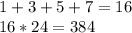 1+3+5+7=16\\ 16*24=384