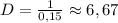 D = \frac{1}{0,15} \approx 6,67