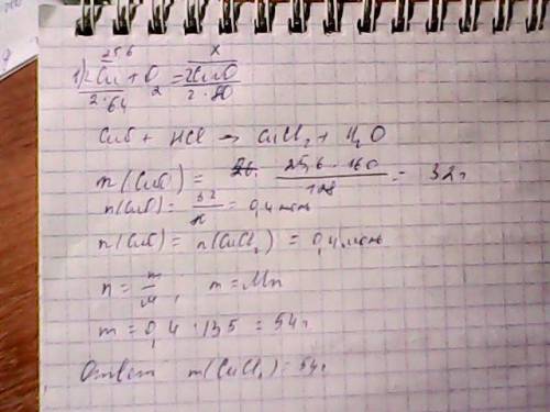 Какая масса соли образуется при действии избытка соляной кислотой на оксид меди(2) полученный в резу