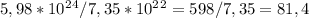 5,98*10^2^4/7,35*10^2^2=598/7,35=81,4