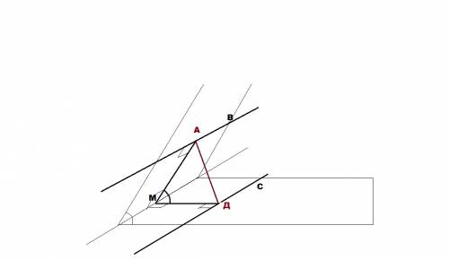 Abиcd — параллельныепрямые, лежащие в двухпересекающихся плоскостях, образующихугол60градусов. точки