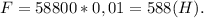 F = 58800*0,01 = 588(H).