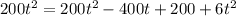 200t^{2}=200t^{2}-400t+200+6t^{2}