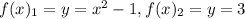 f(x)_1=y=x^{2}-1, f(x)_2=y =3