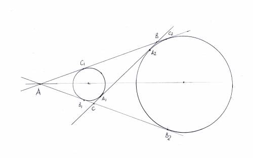 Нужна , , кто сможет решить по теме окружность, . заранее ! даны 2 не пересекающиеся окружности ради