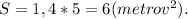 S = 1,4*5 = 6(metrov^2).