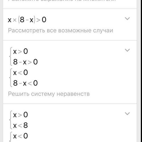 8х-х^2> 0 укажите решение неравенства