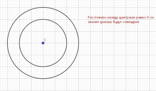 Начертите две окружности радиус которых 2см и 3см так чтобы расстояние между их центрами было равно