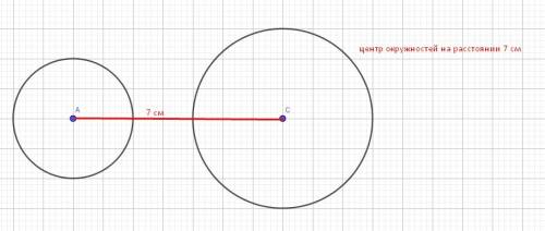 Начертите две окружности радиус которых 2см и 3см так чтобы расстояние между их центрами было равно