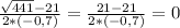 \frac{\sqrt{441}-21}{2*(-0,7)}=\frac{21-21}{2*(-0,7)}=0