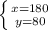 \left \{ {{x=180} \atop {y=80}} \right.