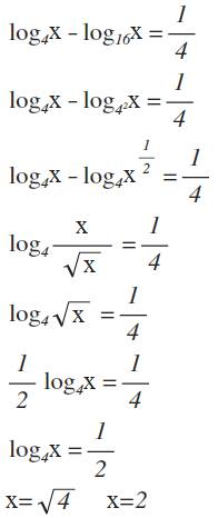 Log x основание 4 - log x основание 16=1/4