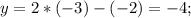 y=2*(-3)-(-2)=-4;