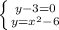 \left \{ {{y-3=0} \atop {y=x^2-6}} \right.