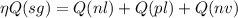 \eta Q(sg)=Q(nl)+Q(pl)+Q(nv)