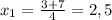 x_{1}=\frac{3+7}{4}=2,5