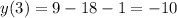 y(3)=9-18-1=-10