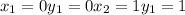 x_{1}=0 y_{1}=0x_{2}=1y_{1}=1