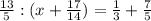 \frac{13}{5}:(x+\frac{17}{14})=\frac{1}{3}+\frac{7}{5}