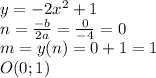 y=-2x^2+1\\ n=\frac{-b}{2a}=\frac{0}{-4}=0\\ m=y(n)=0+1=1\\ O(0;1)