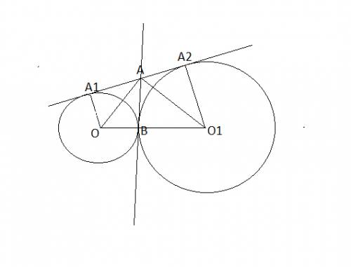 Окружность радиуса 18 касается внешним образом второй окружности в точке в. общая касательная к этим