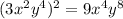 (3x^2y^4)^2=9x^4y^8