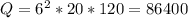 Q=6^2*20*120=86400