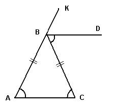 Докажитечтобиссектрисалюбогоизвнешнихуглов при вершине равнобедренного треугольника параллельнаоснов