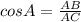 cos A=\frac{AB}{AC}