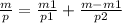 \frac{m}{p} = \frac{m1}{p1} + \frac{m - m1}{p2}