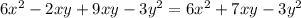 6x^{2}-2xy+9xy-3y^{2}=6x^{2}+7xy-3y^{2}