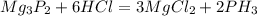 Mg_{3}P_{2}+6HCl=3MgCl_{2}+2PH_{3}