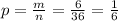 p = \frac{m}{n} = \frac{6}{36} = \frac{1}{6}