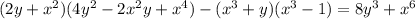 (2y+x^2)(4y^2 - 2x^2y+x^4)-(x^3+y)(x^3-1)=8y^3+x^6