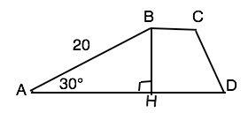 Боковая сторона трапеции, равна 20 см, образует с меньшим основанием угол в 150 градусов. найдите пл