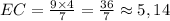 EC = \frac{9\times4}{7} = \frac{36}{7} \approx5,14