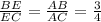 \frac{BE}{EC} = \frac{AB}{AC} = \frac{3}{4}