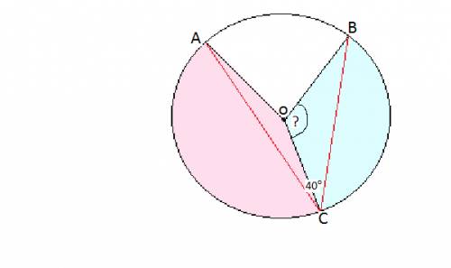 Точки а,в,с лежат на окр-сти с центром в точке о. дуга вс: к дуге ас=3: 4,угол вса=40.чему равен уго