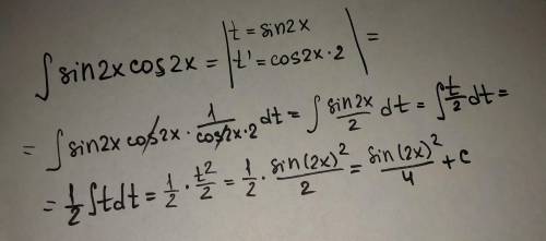 Найдите неопределённый интеграл sin2x*cos2x​