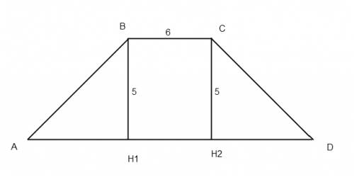 Вравнобедренной трапеции извечтны высота=5,меньшее основание=6 и угол при основании=45градусов.найди