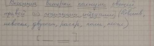 Весенние ветерки пахнули свежей травой и птичьими . синтаксический разбор предложения.