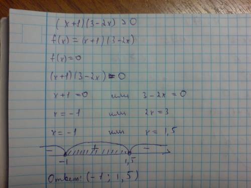 Решить 2x-8< 5(x-2) (x+1)(3-2x)> 0