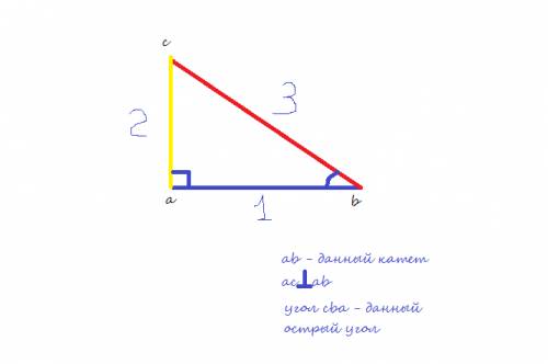 Построить (промалинейный или я точно не уверен что написанно прямоугольный) треугольник аbc по катет
