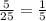 \frac{5}{25}=\frac{1}{5}