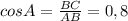 cosA=\frac{BC}{AB}=0,8