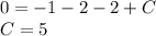 0=-1-2-2+C\\ C=5