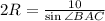 2R=\frac{10}{\sin\angle BAC}